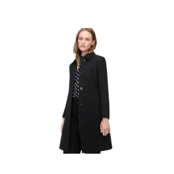 EUC J. CREW wool Trench Coat in Black, Size 14 - Picture 1 of 11